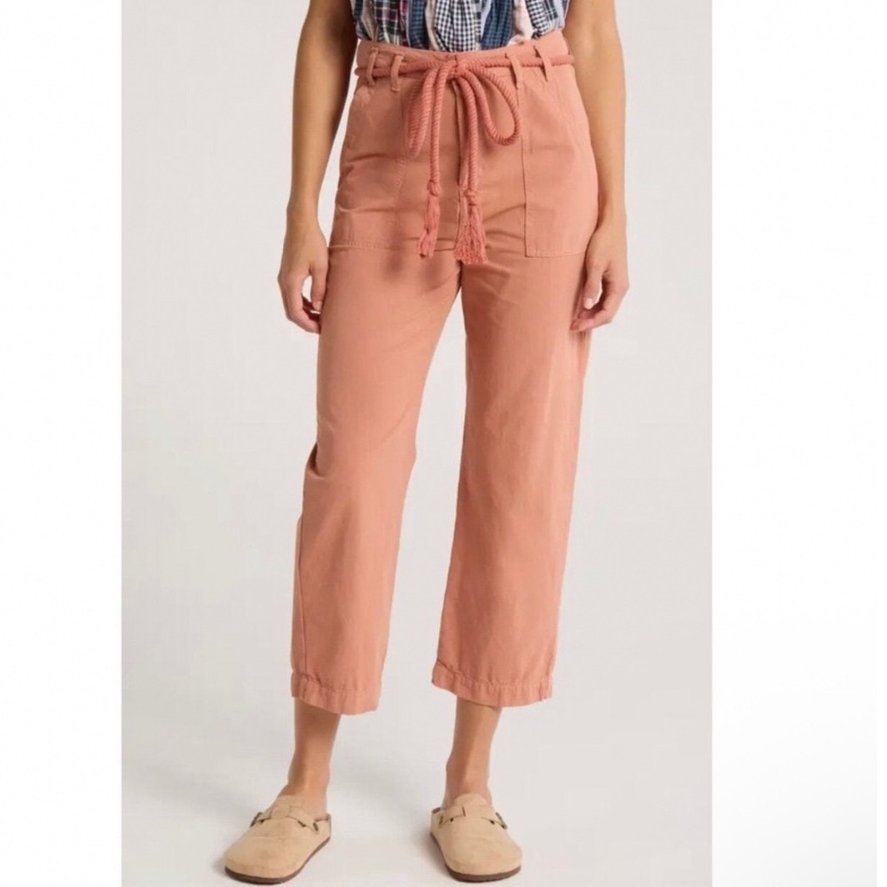 The Great The Voyager Pant in washed rose pink Size 10 Rope Belt